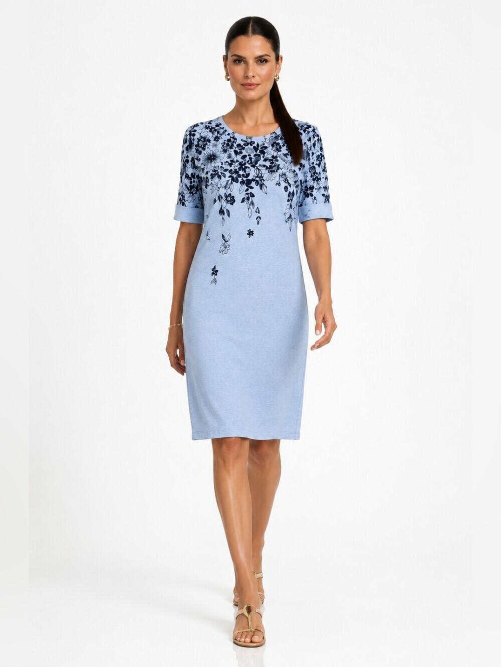 Karen Scott Sport Women’s Blue Floral T-Shirt Dress. Size M.